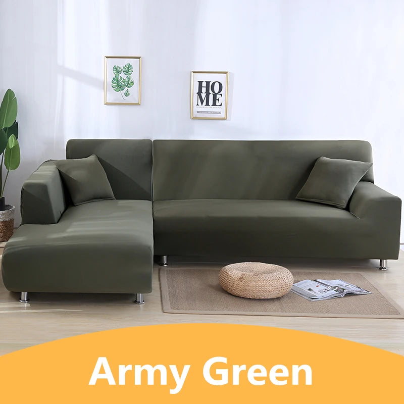Elastic Solid Color Sofa Cover for Living Room All-inclusive Spandex Couch Cover Sectional Furniture Slipcover 1/2/3/4 Seater