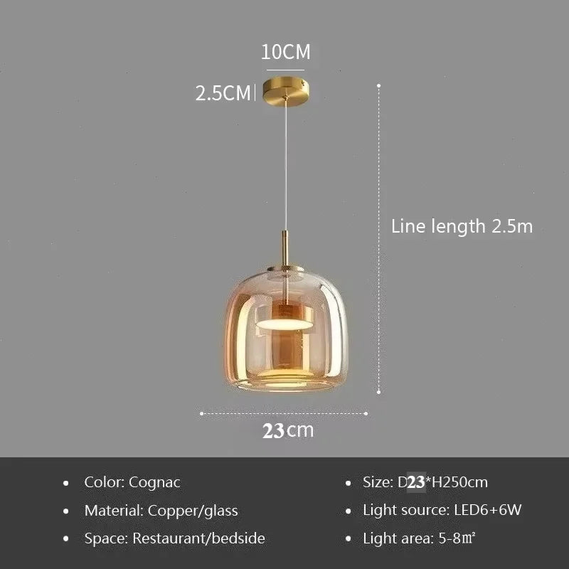 Nordic LED Glass Pendant Light Simple Modern Restaurant Bar Counter Coffee Shop Bedside Interior Decoration Lighting Fixtures