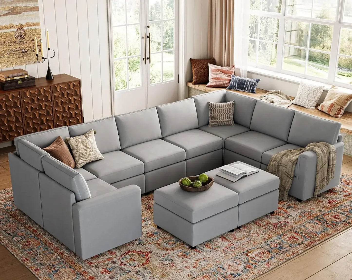 Modular Sectional Sofa, Oversized Sectional Couch with Storage, Ottomans, Modular Sectional Sleeper Sofa with Memory Foam