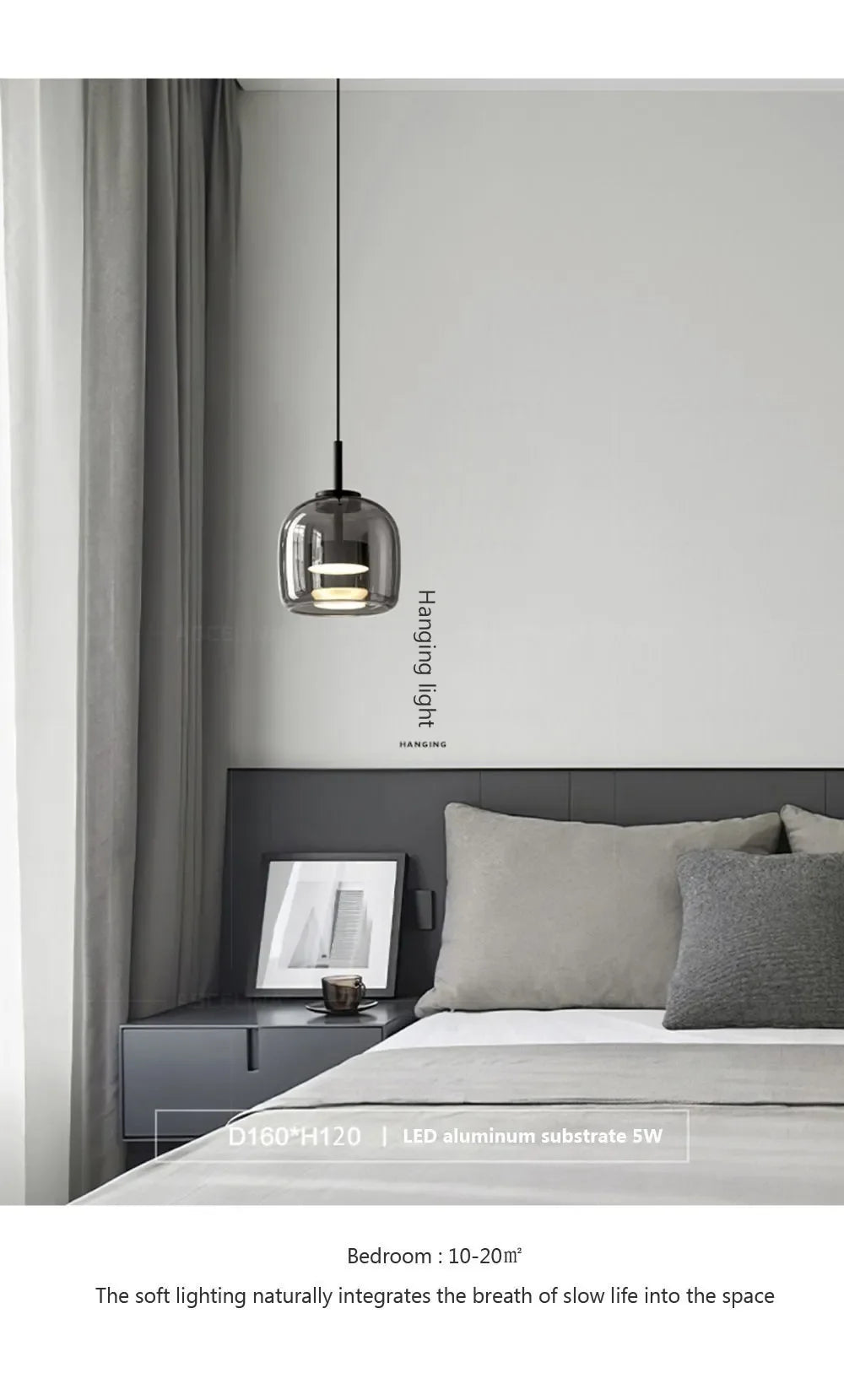 Nordic LED Glass Pendant Light Simple Modern Restaurant Bar Counter Coffee Shop Bedside Interior Decoration Lighting Fixtures