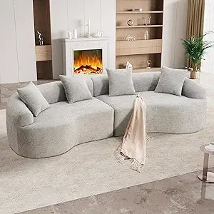 110" Oversized Sectional Sofa for Living Room, Modern Luxury Plush Chenille 4-Seater Extra Deep & Wide Seat Curved Cloud Couch w