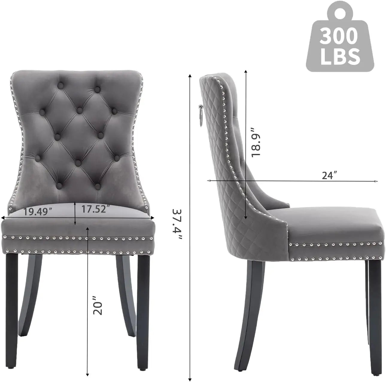 Velvet Dining Chairs Set of 4, Upholstered Dining Room Chairs with Nailhead Trim, Sillas de Comedor Modernas 4, Wooden Kitchen