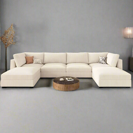 Modular Sectional Couch with Storage Corduroy Sectional Sofa with Chaise U Shaped Sectional Couches for Living Room