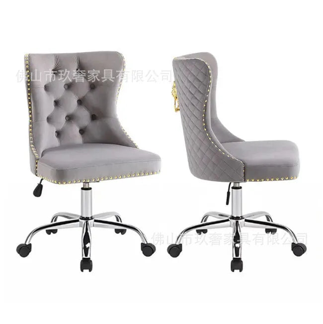 Dining Chairs Modern Luxury Button Tufted Velvet Fabric Lion Knocker Stainless Steel Legs Dining Room Sets of  Dining Chairs