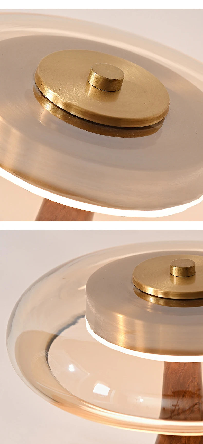 12W Lamp Luxury Copper Desktop LED Designer Wood Glass Desk Lamp For Bedroom Bedside Home Decorative Mushroom Night Table Light