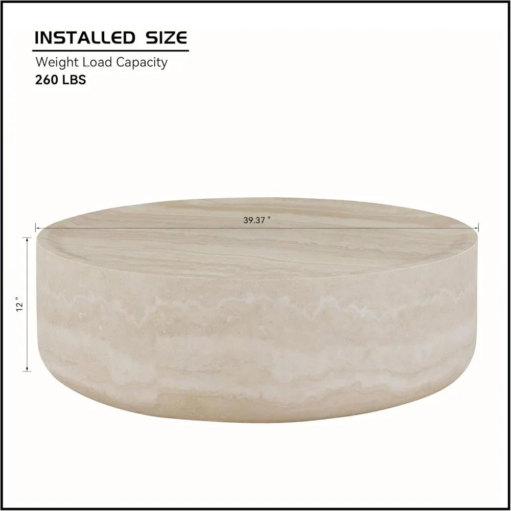 Round Modern coffee table - colors white, black, cream