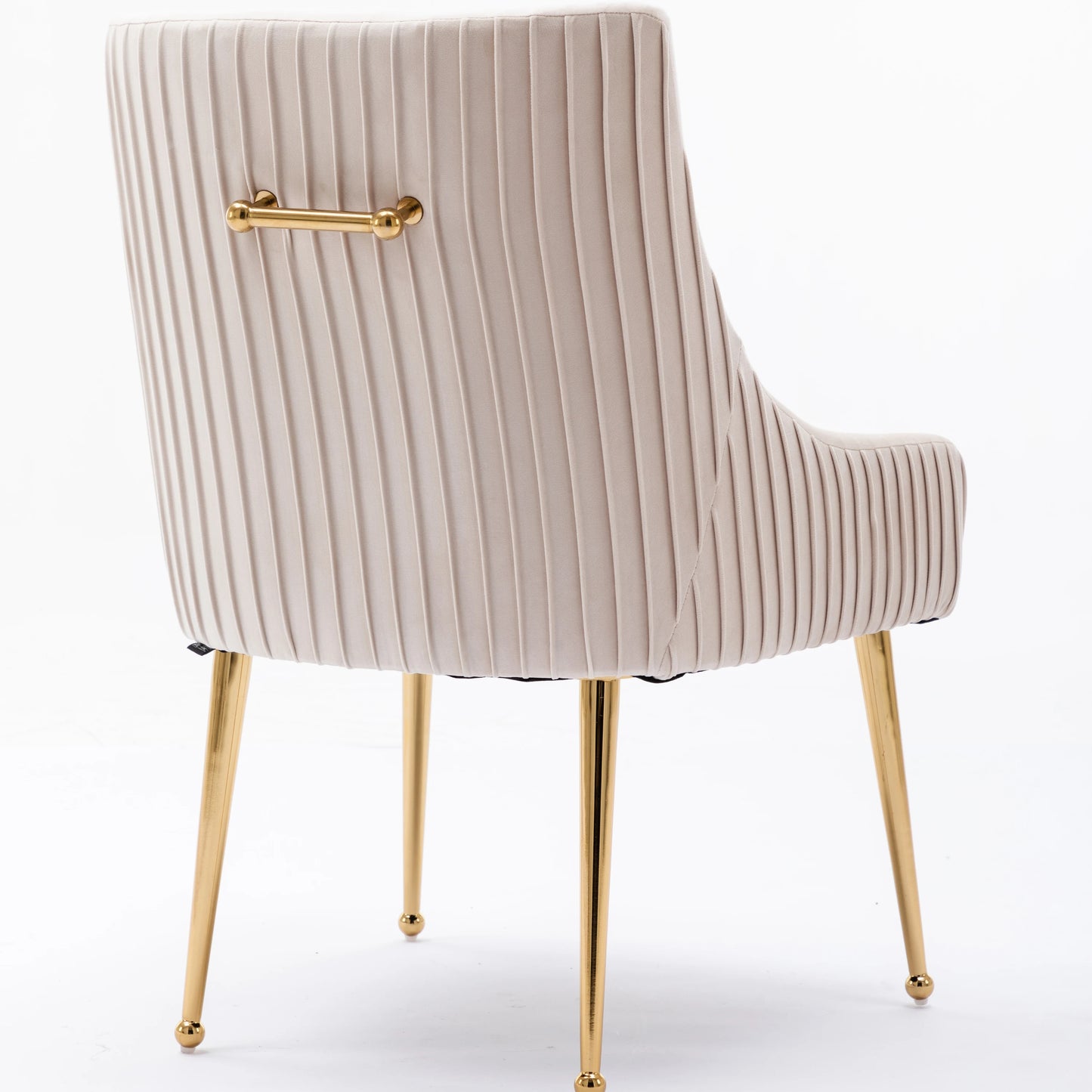 SEYNAR Modern Glam Boucle Pleated Velvet Dining Chair or Vanity Chair Set of 2 with Rear Handle