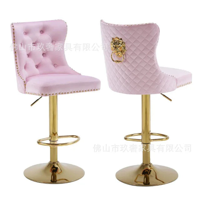 Dining Chairs Modern Luxury Button Tufted Velvet Fabric Lion Knocker Stainless Steel Legs Dining Room Sets of  Dining Chairs