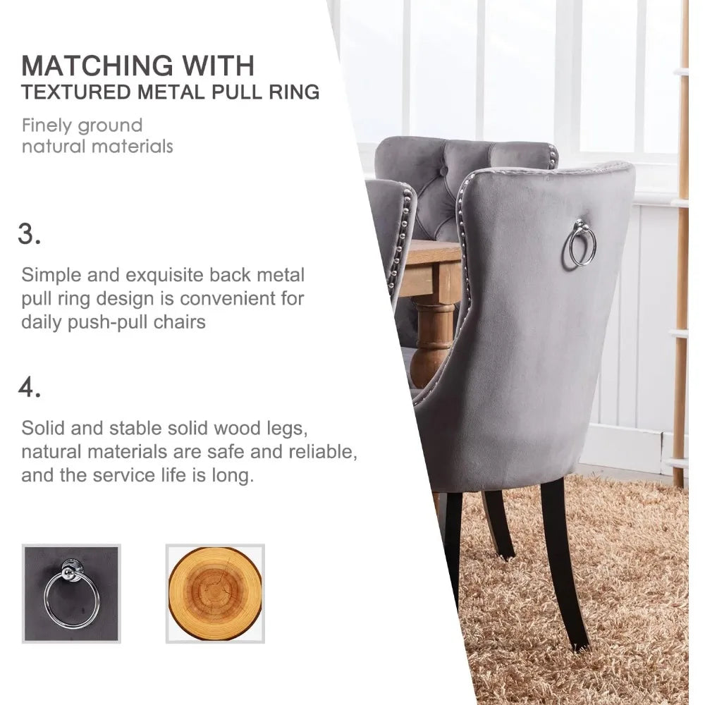 Premium Grey Velvet Dining Chair Set of 4