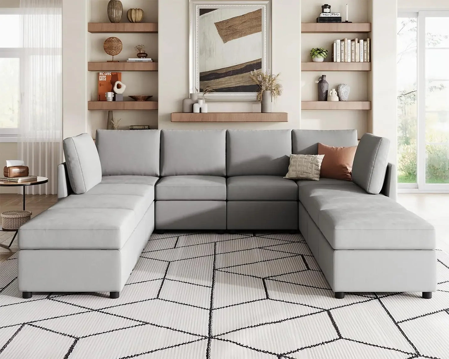 Modular Sectional Sofa, Oversized Sectional Couch with Storage, Ottomans, Modular Sectional Sleeper Sofa with Memory Foam
