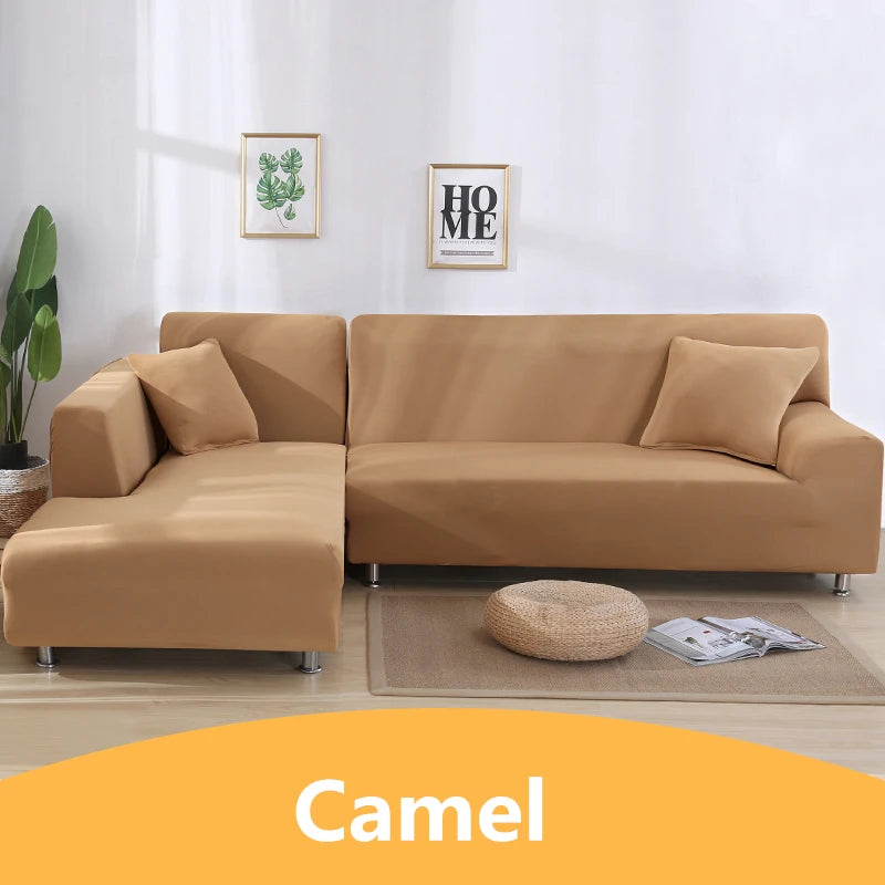 Elastic Solid Color Sofa Cover for Living Room All-inclusive Spandex Couch Cover Sectional Furniture Slipcover 1/2/3/4 Seater