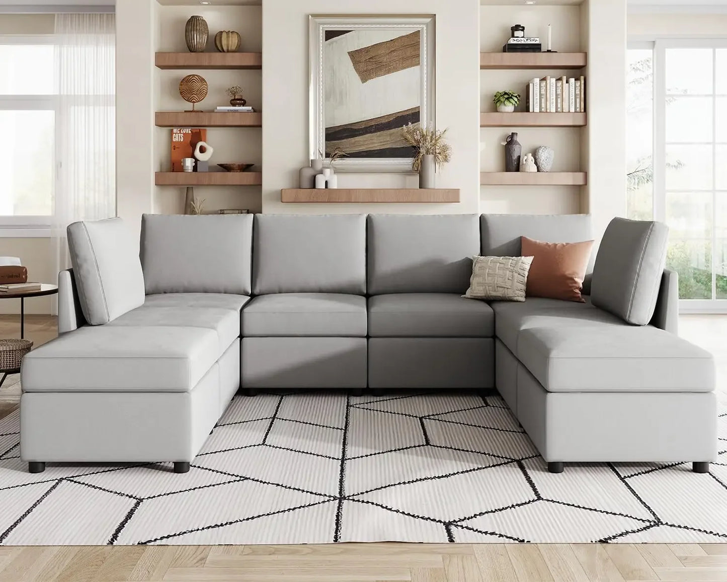 Modular Sectional Sofa, Oversized Sectional Couch with Storage, Ottomans, Modular Sectional Sleeper Sofa with Memory Foam