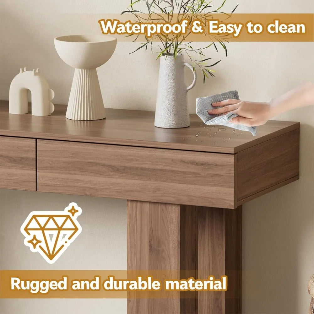 Long Console Table with Colorful LED Lights