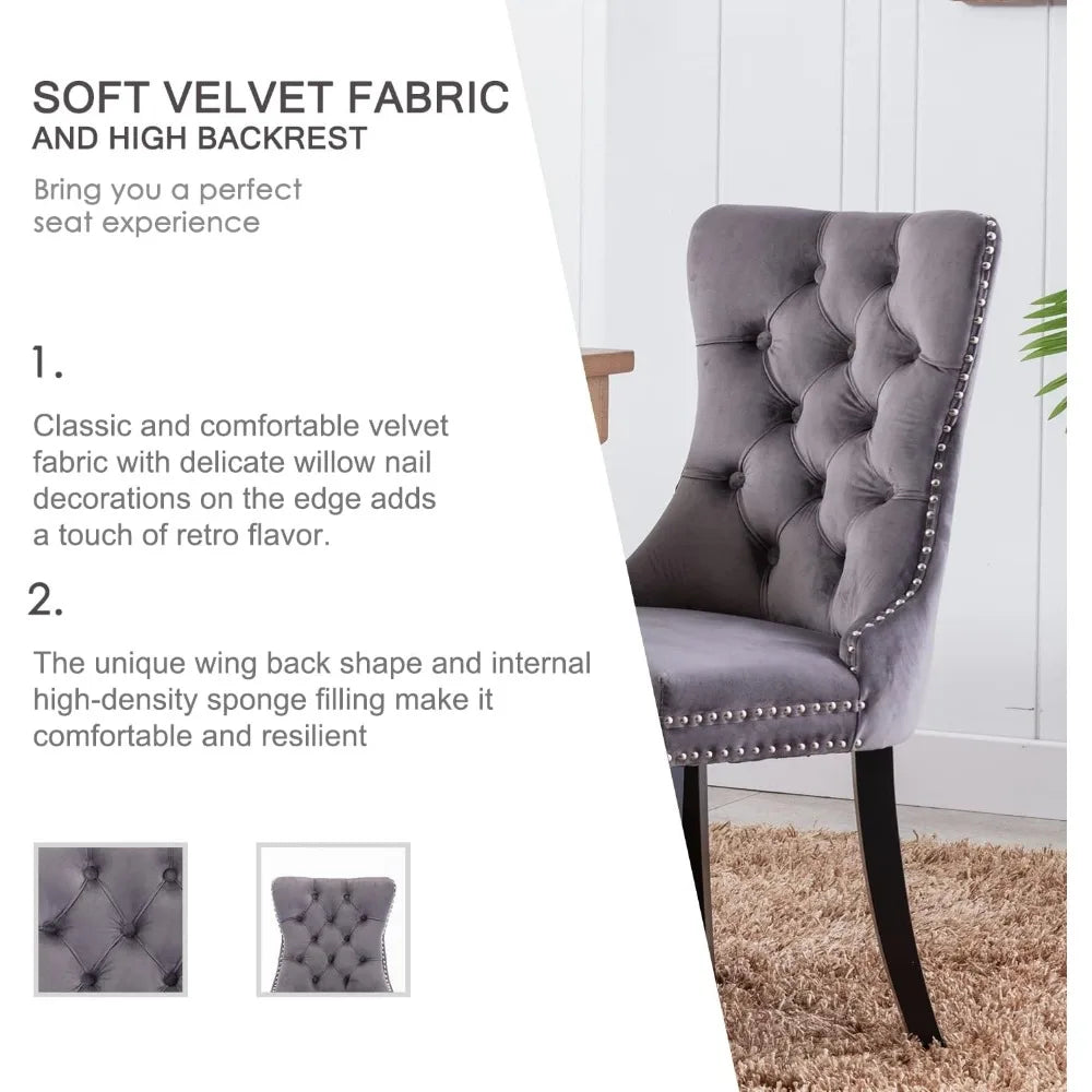 Premium Grey Velvet Dining Chair Set of 4