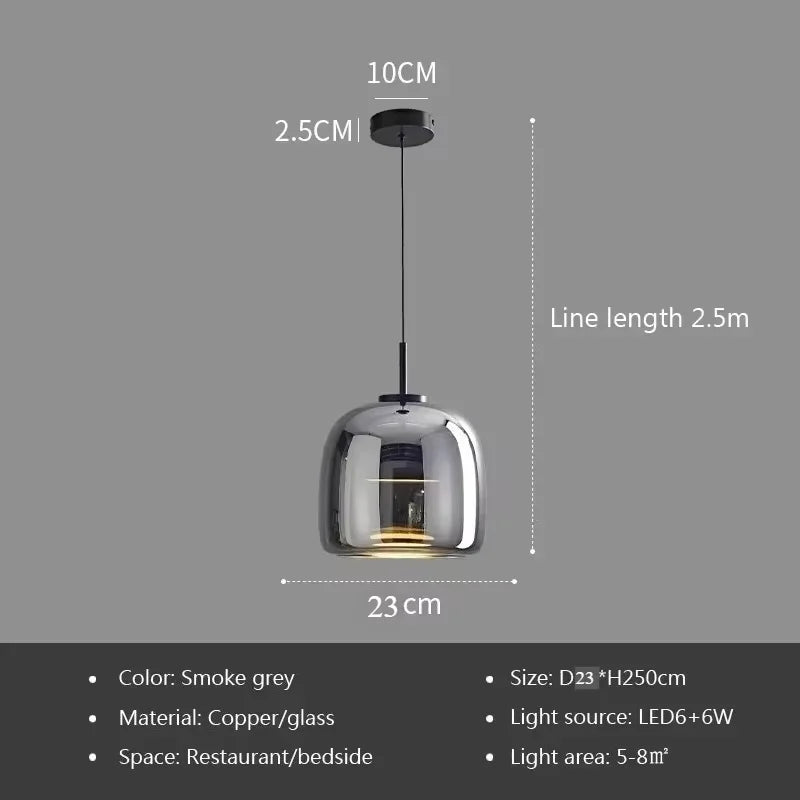 Nordic LED Glass Pendant Light Simple Modern Restaurant Bar Counter Coffee Shop Bedside Interior Decoration Lighting Fixtures