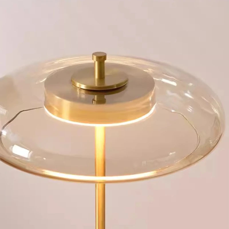 12W LED Copper Table Lamp Brightness Adjustable Living Room Study Bedside Night Light Brass Walnut Medieval Mushroom Desk Light