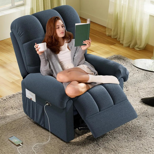 Updated Power Recliner Chair for Adults, Adjustable Electric Chair Power Reclining Sofa, USB Port, Ultra-Comfy Teddy Fleece Recl