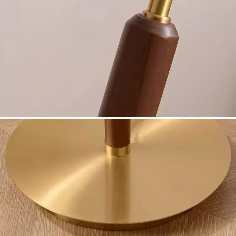 12W LED Copper Table Lamp Brightness Adjustable Living Room Study Bedside Night Light Brass Walnut Medieval Mushroom Desk Light