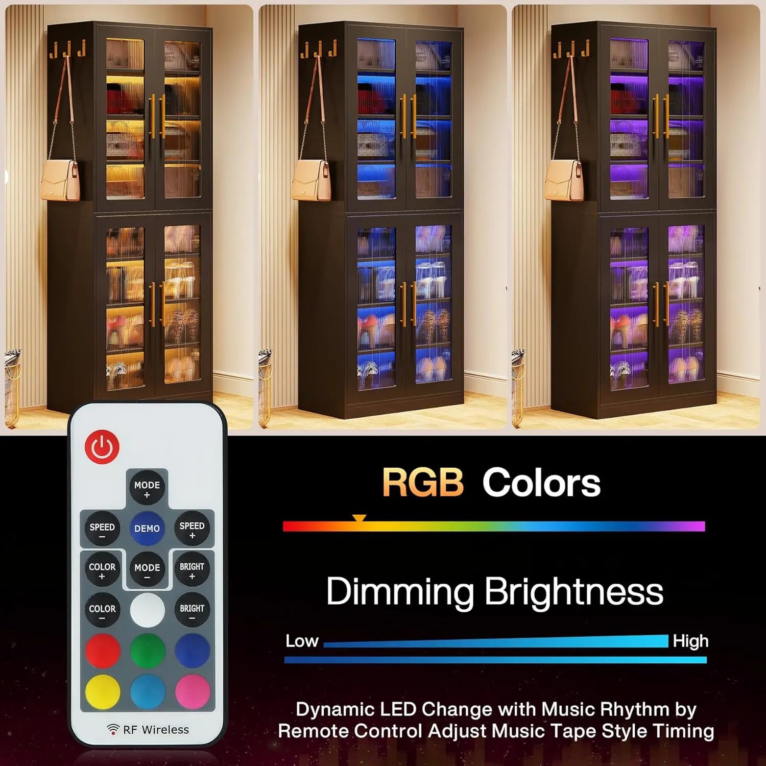 NEW Shoe Storage Cabinet with Acrylic Doors and LED Lights, 8-Tier