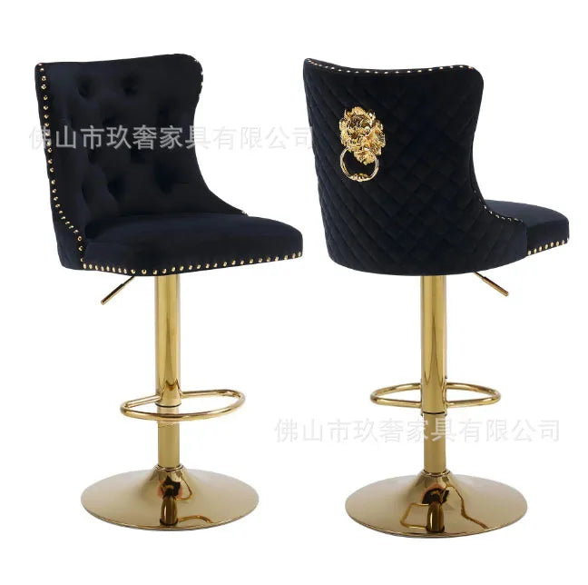 Dining Chairs Modern Luxury Button Tufted Velvet Fabric Lion Knocker Stainless Steel Legs Dining Room Sets of  Dining Chairs