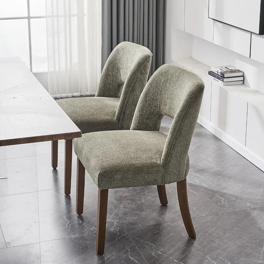 Wooden Dining Chairs Set of 6, Modern Fabric Upholstered Dining Room Chair Kitchen Chairs, Farmhouse Dinner Chair