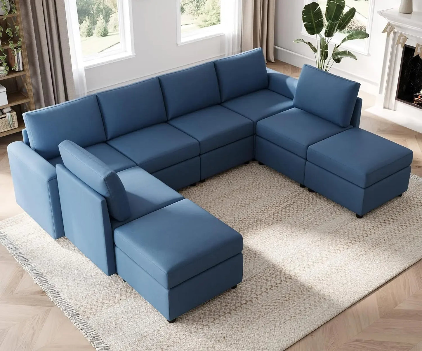 Modular Sectional Sofa, Oversized Sectional Couch with Storage, Ottomans, Modular Sectional Sleeper Sofa with Memory Foam