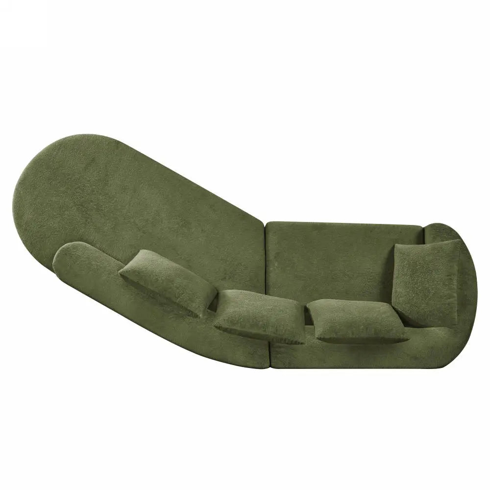 116' Curved Sectional Sofa Pearl Upholstery High-Density Sponge Chaise Lounge 2-Piece Set Living Room Furniture