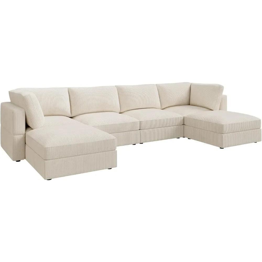 Modular Sectional Couch with Storage Corduroy Sectional Sofa with Chaise U Shaped Sectional Couches for Living Room