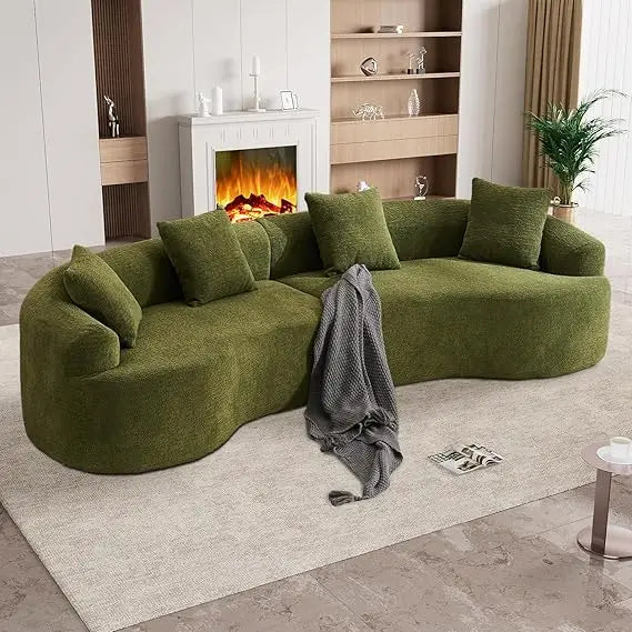 110" Oversized Sectional Sofa for Living Room, Modern Luxury Plush Chenille 4-Seater Extra Deep & Wide Seat Curved Cloud Couch w