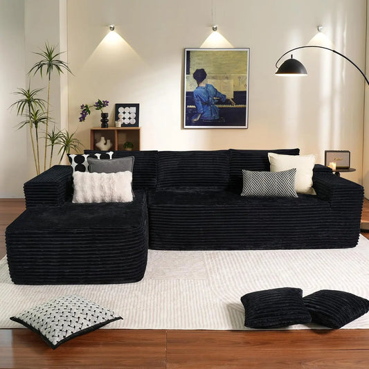 104" Cloud Sectional Couch with L-Shape Chaise,Modern Modular Sofa with Deep Seat, Upholstered Couches ,Black