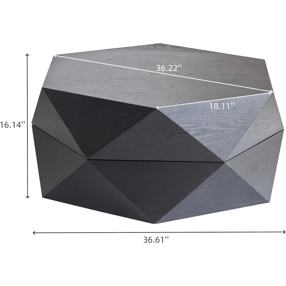 Modern drum design coffee table with hidden storage