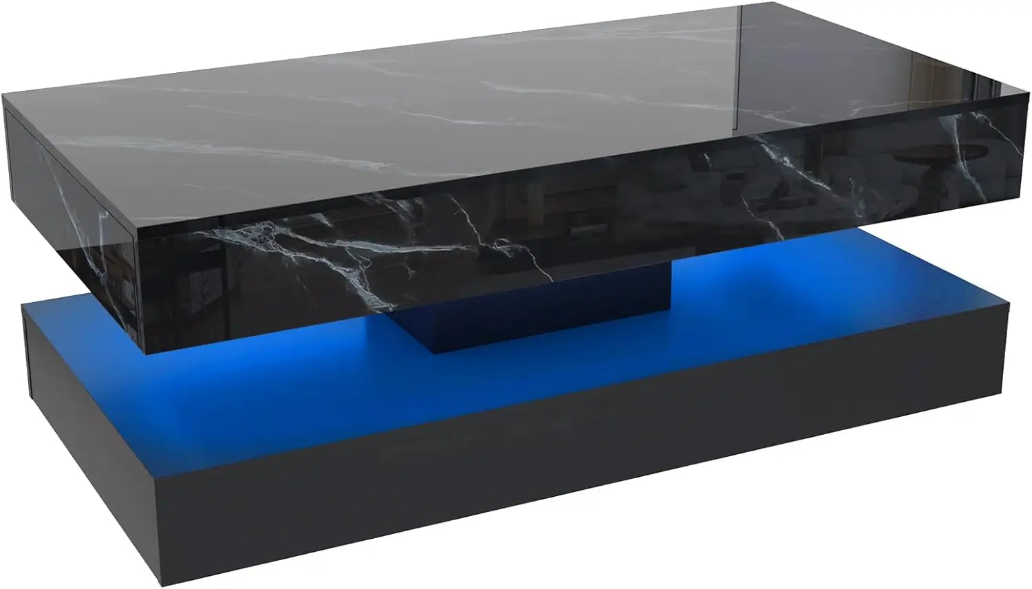 Stylish LED light Coffee Table with 2 Storage Drawers