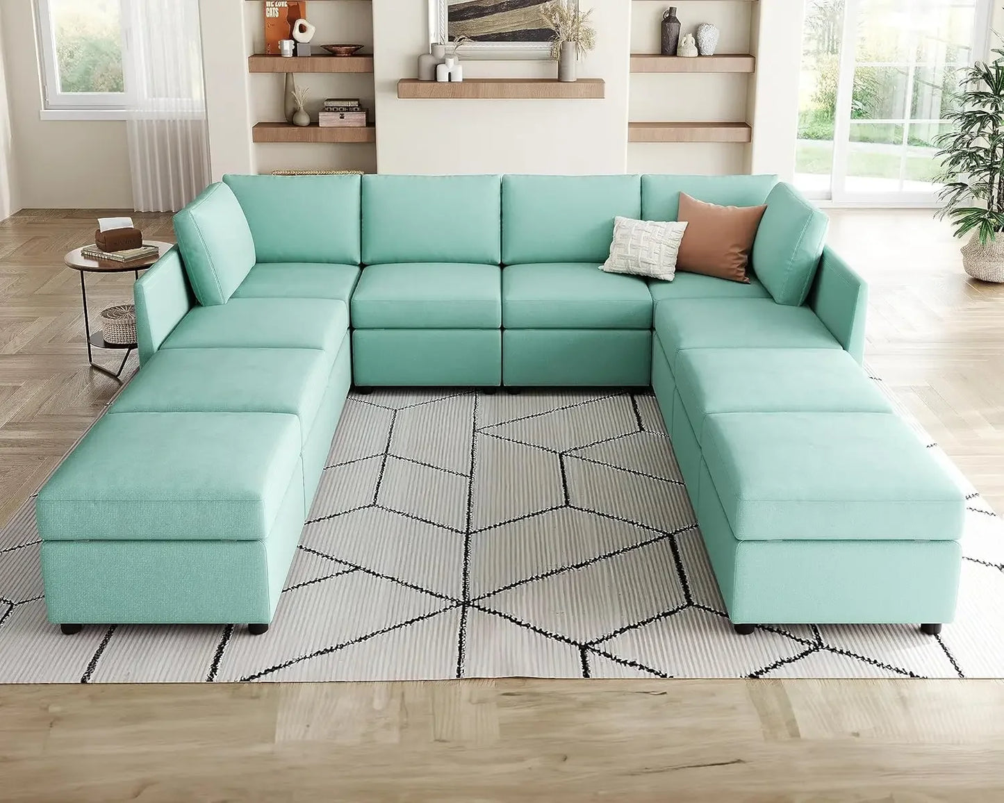 Modular Sectional Sofa, Oversized Sectional Couch with Storage, Ottomans, Modular Sectional Sleeper Sofa with Memory Foam