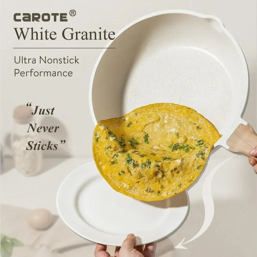 ECO 21 Pcs Pots and Pans Set, Nonstick Cookware - White Granite