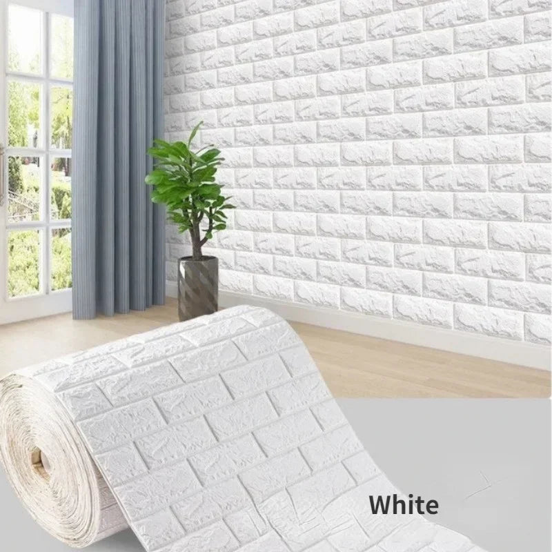 70cm*2m 3D Soft Foam Brick Wallpaper Sticker Roll DIY Self