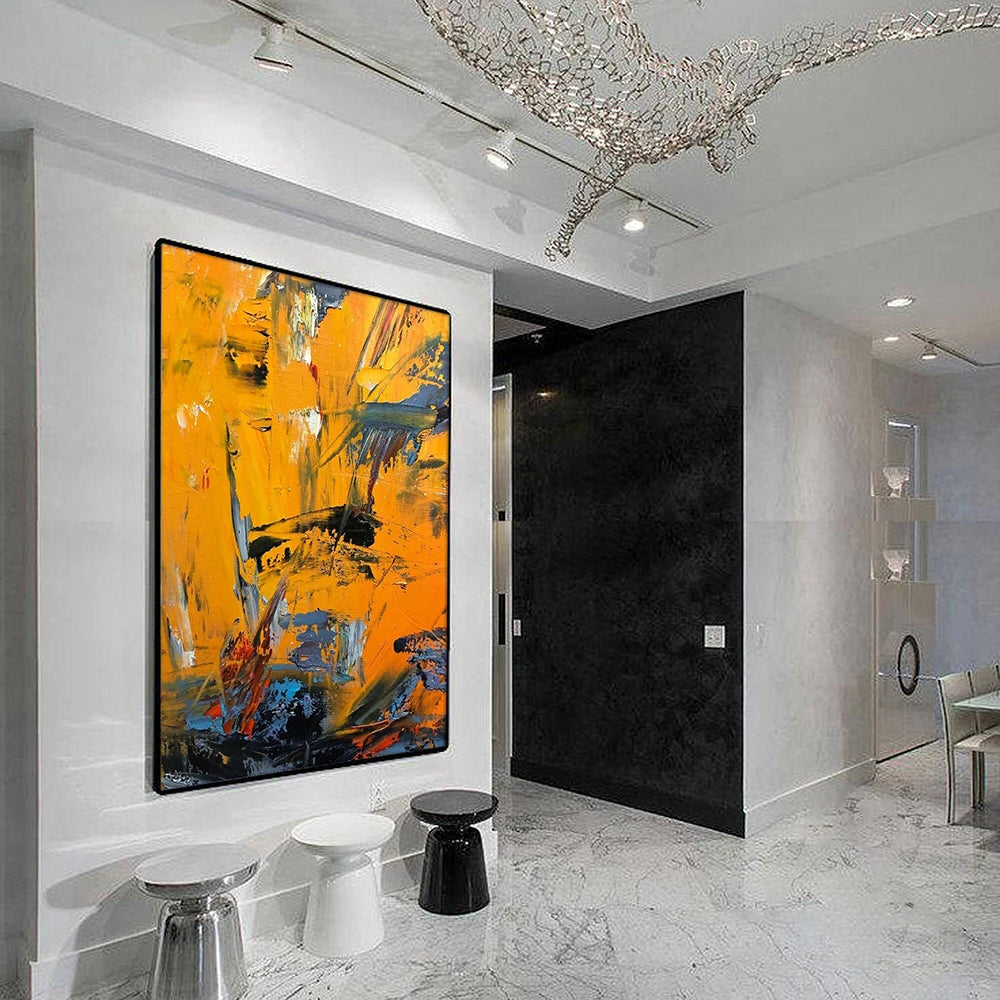 Large Yellow Painting Abstract Wall Arts Painting On Canvas Large Orange Abstract Painting Contemporary Art Modern Oil Painting