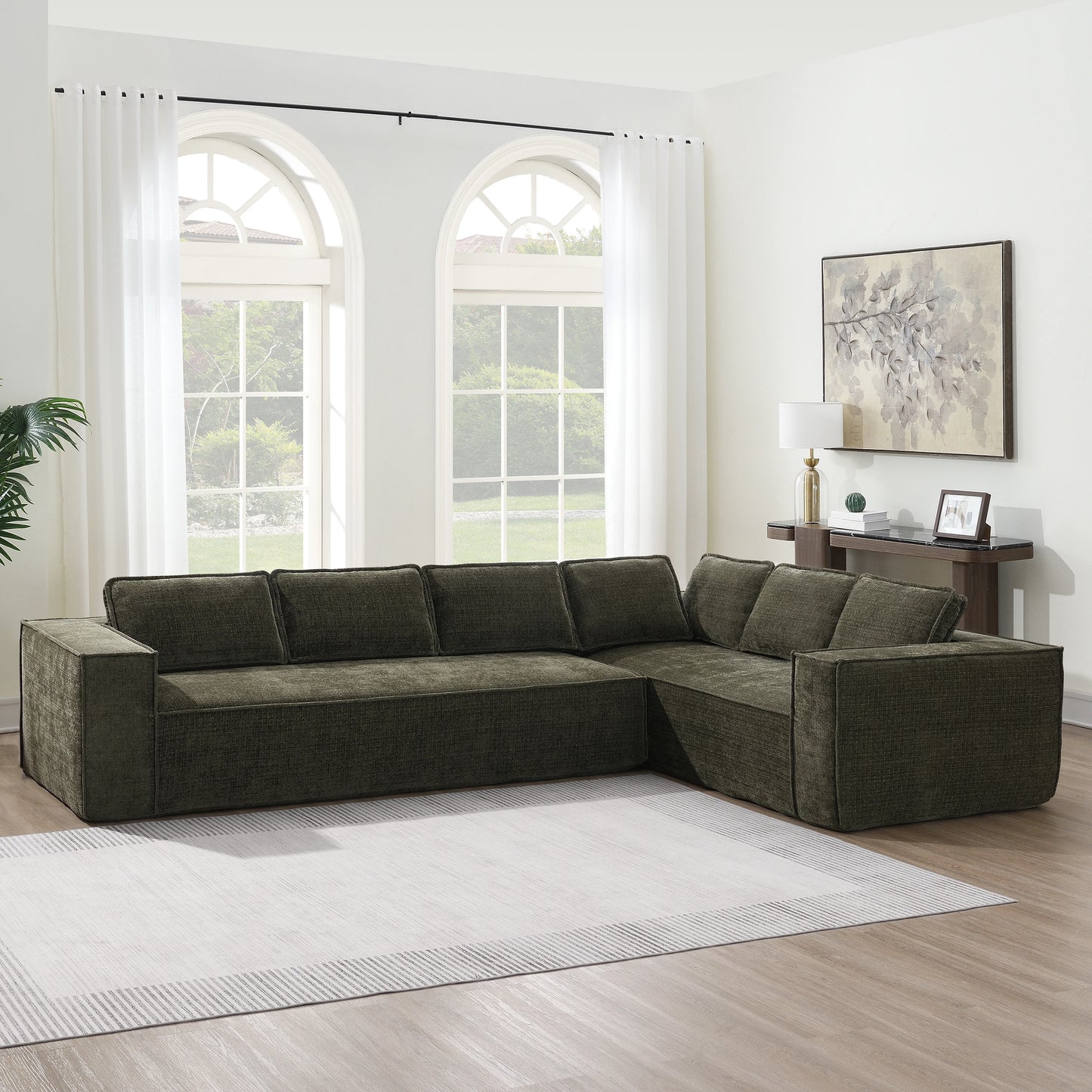 Minimalist Style Modular Sectional Sofa,6 Seat Wrinkle-resistant