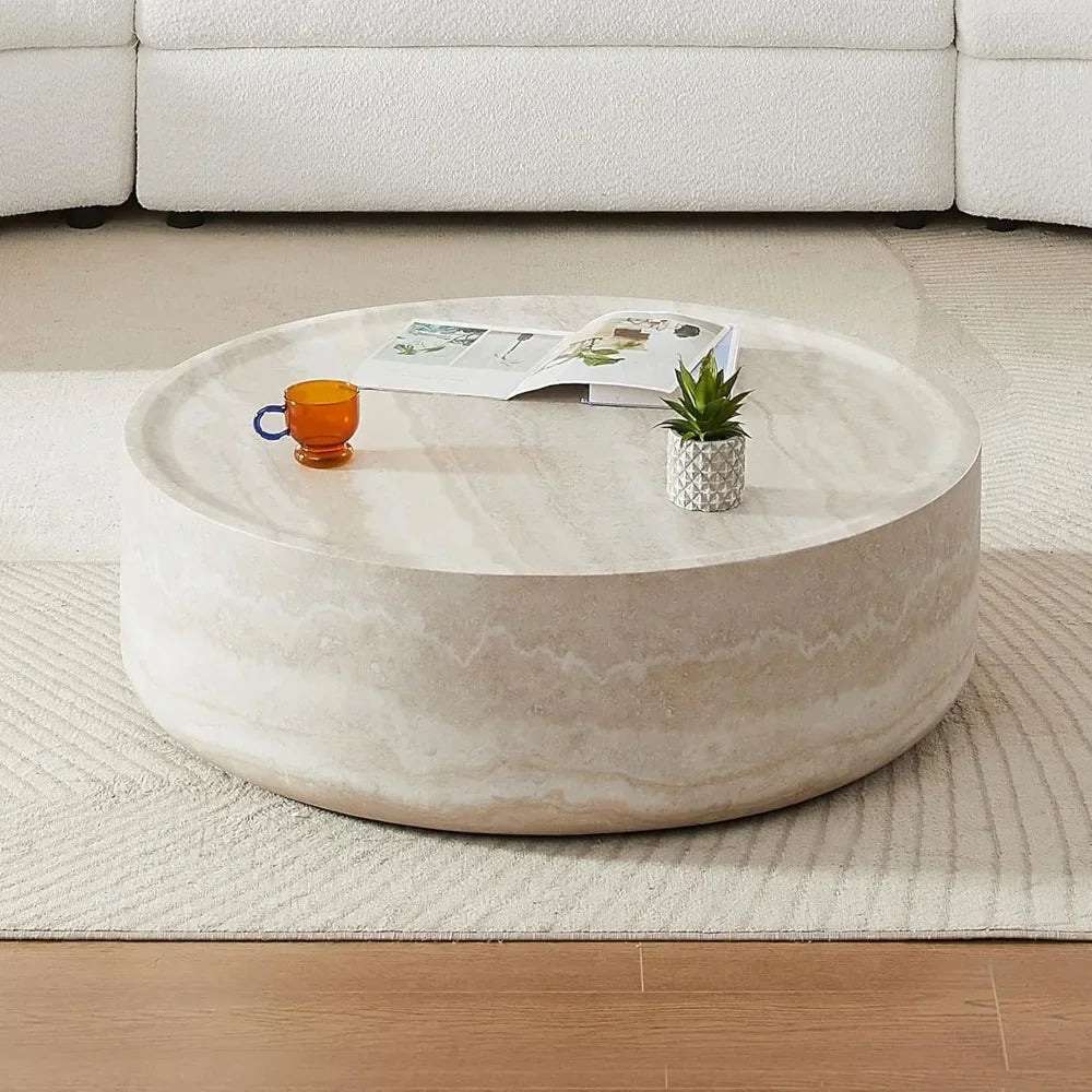 Round Modern coffee table - colors white, black, cream