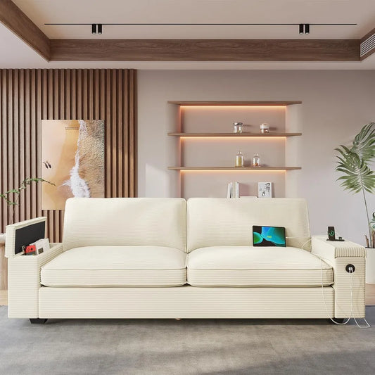 Modern Sofas Couches for Living Room, Comfy Couch with Extra Deep Seats, Oversized Loveseat Sofa with Storage and 2 USB C