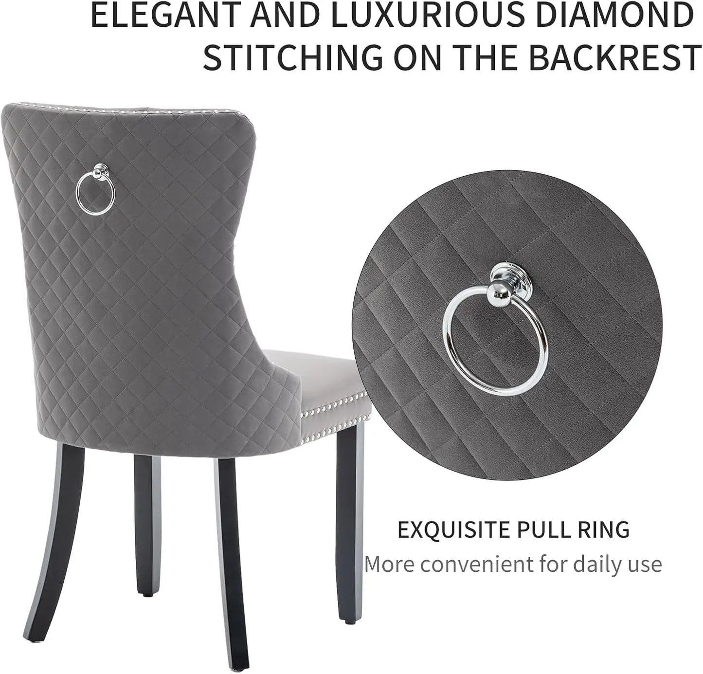 Velvet Dining Chairs Set of 4, Upholstered Dining Room Chairs with Nailhead Trim, Sillas de Comedor Modernas 4, Wooden Kitchen