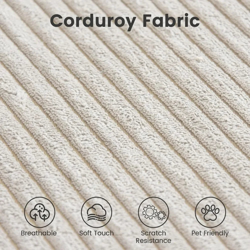 141.73" Modular Sectional Sofa Couch, Corduroy Fabric Couches with 5 Pillows, Oversized Sectional Sofas for Living Room, Sofa