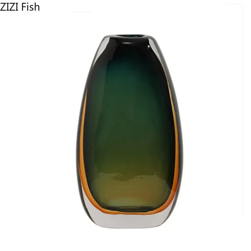 Multi-layer Painted Gradient Glass Vase Hydroponics Flower Pots Desk Decoration Artificial Floral Flowers Arrangement Vases