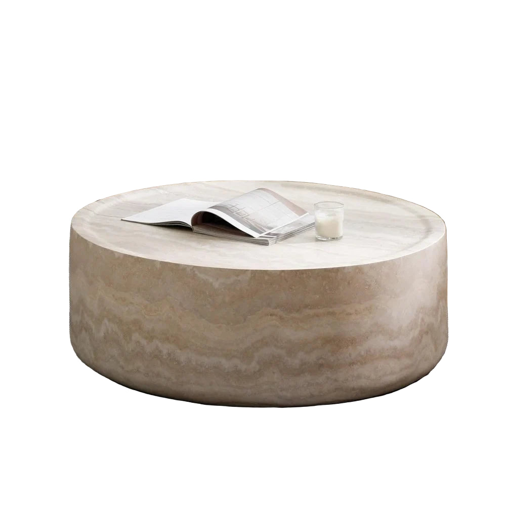 Round Modern coffee table - colors white, black, cream