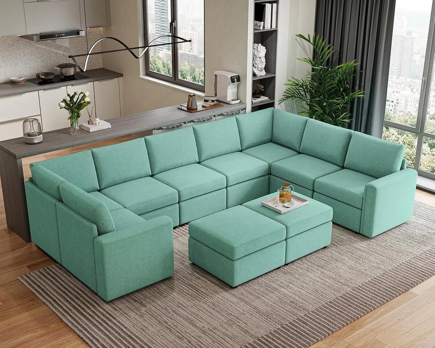 Modular Sectional Sofa, Oversized Sectional Couch with Storage, Ottomans, Modular Sectional Sleeper Sofa with Memory Foam