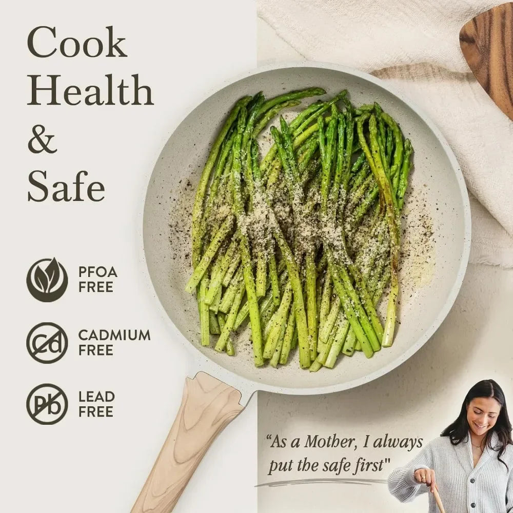 ECO 21 Pcs Pots and Pans Set, Nonstick Cookware - White Granite