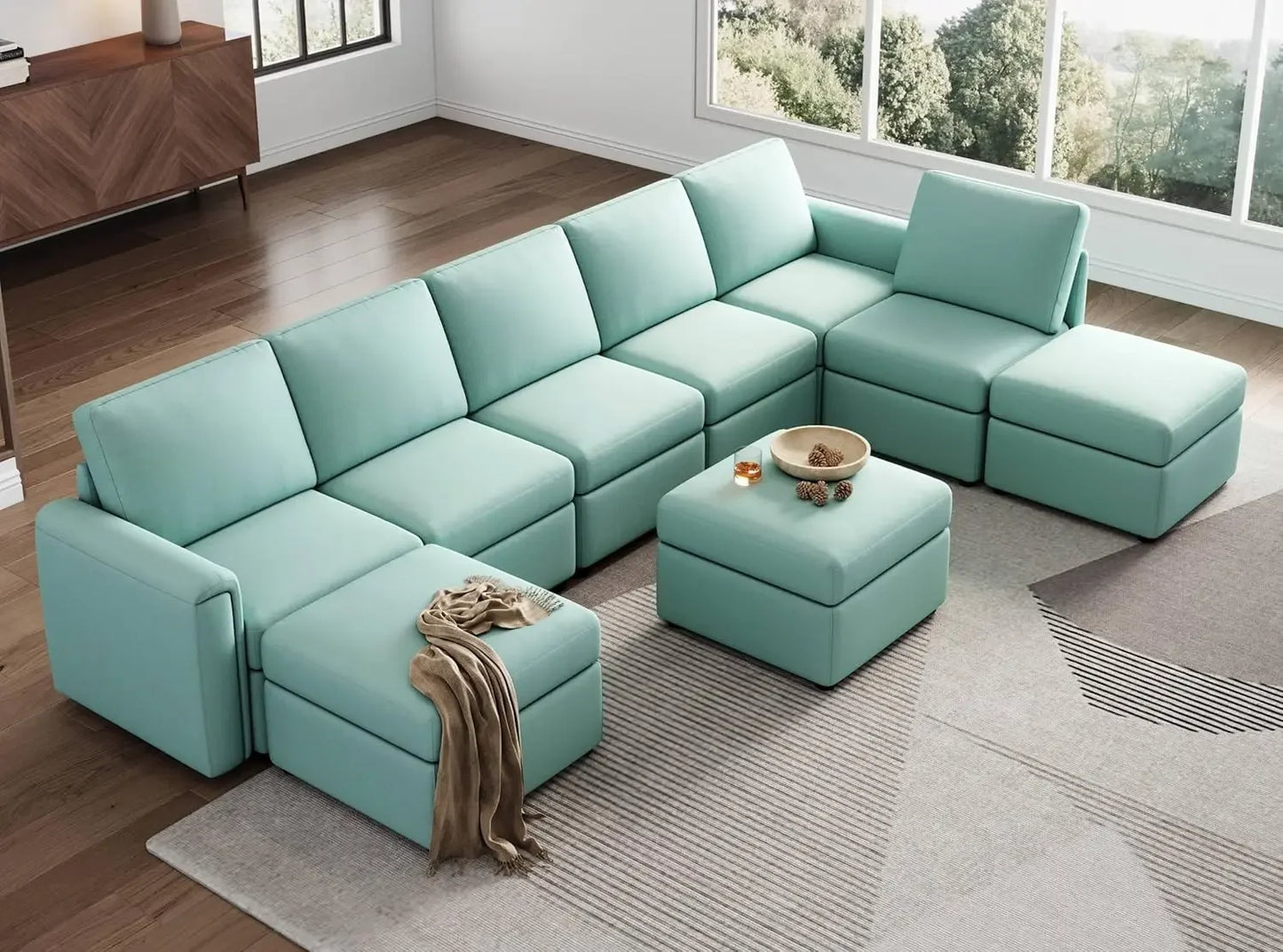 Modular Sectional Sofa, Oversized Sectional Couch with Storage, Ottomans, Modular Sectional Sleeper Sofa with Memory Foam