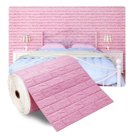 70cm*2m 3D Soft Foam Brick Wallpaper Sticker Roll DIY Self