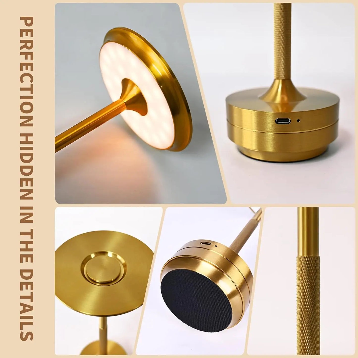 Rechargeable Table Lamp LED Touch Sensor Desktop Night Light Wireless Reading Lamp for Restaurant Hotel Bar Bedroom Decor Light
