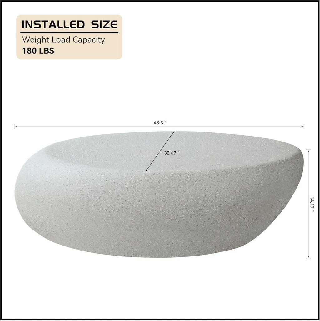Oval Coffee Table with Grainy Matte Rocks Pattern