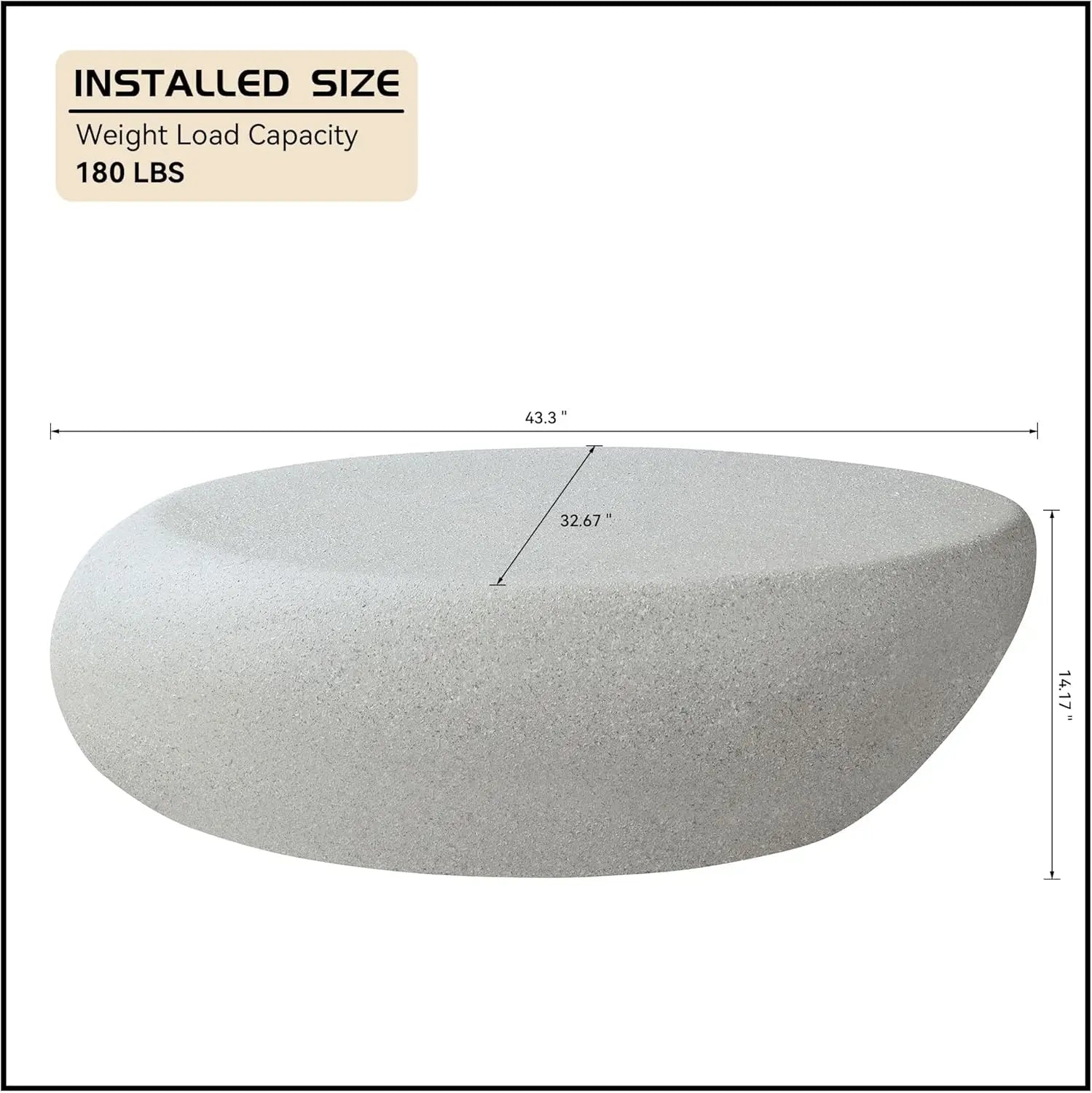 Oval Coffee Table with Grainy Matte Rocks Pattern